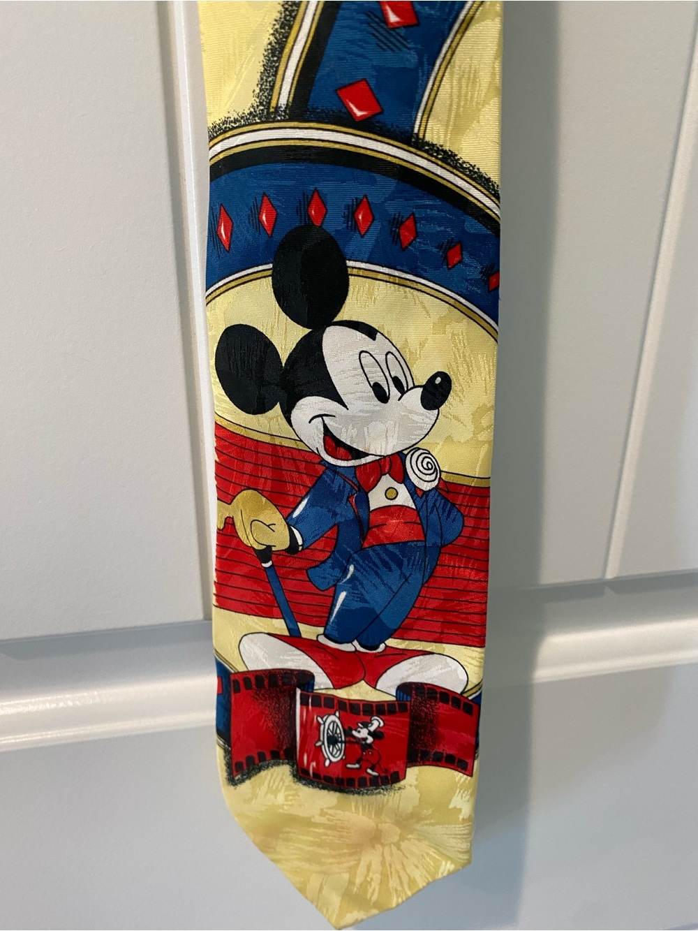 Mickey Mouse Novelty Polyester Tie in Yellow, Blue & Red